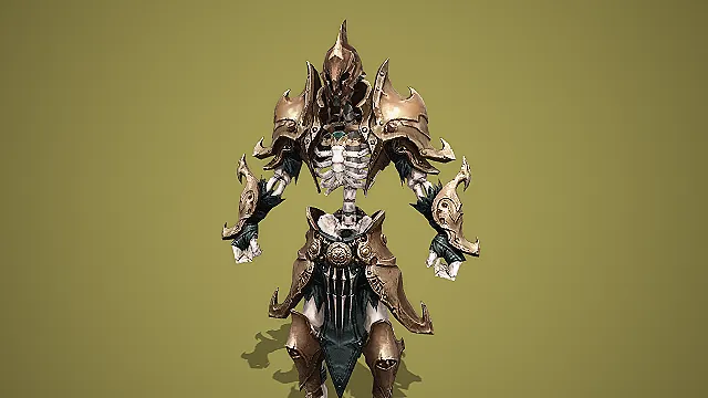 褐铠枯骨战将  枯骨战将模型  近战先锋魔物  骷髅BOSS  游戏模型