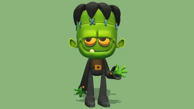 卡通风格弗兰克僵尸角色人物模型