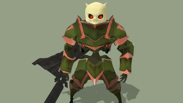 骷髅骑士骨骼盔甲剑武器角色模型