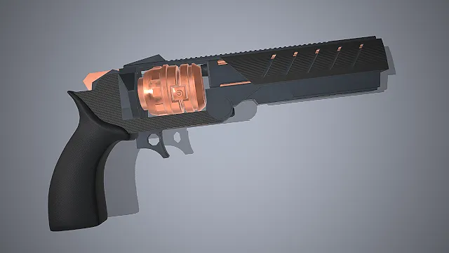 科幻左轮  未来枪械  科幻武器  工业风  黑色枪身