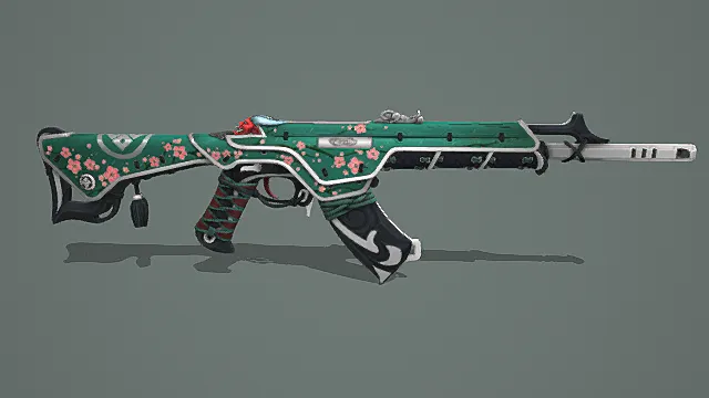 国风樱花风青绿饰纹步枪3D模型