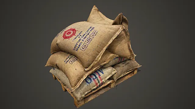 复古货运风格麻袋堆模型