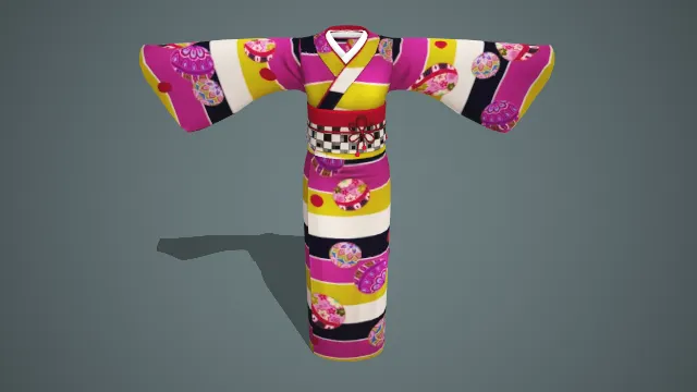多彩条纹日式服装  色彩丰富 条纹元素 日式风格 传统造型
