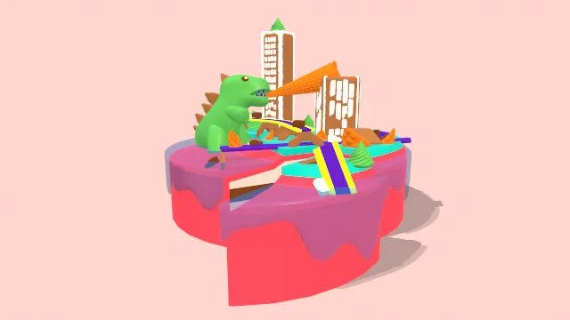 卡通风格化恐龙蛋糕甜点食物