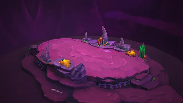 一个卡通奇幻风格的3D魔能洞穴平台模型