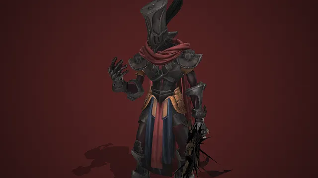 暗黑系  全身盔甲  战斗姿态  红金配色