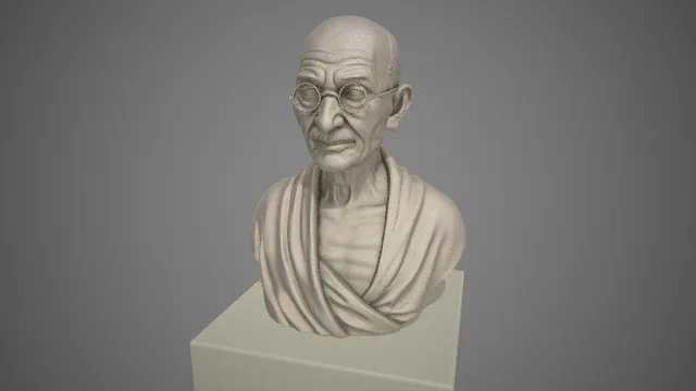 写实风格  圣雄甘地  胸像  圆框眼镜  裹身布  历史人物