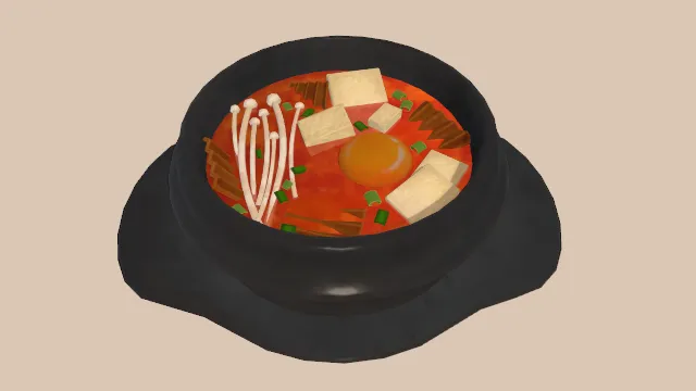 砂锅装的一锅泡菜汤饮食