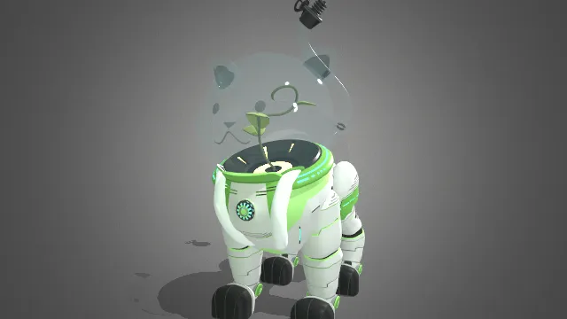 机器猫内部进行光合作用有植物生长