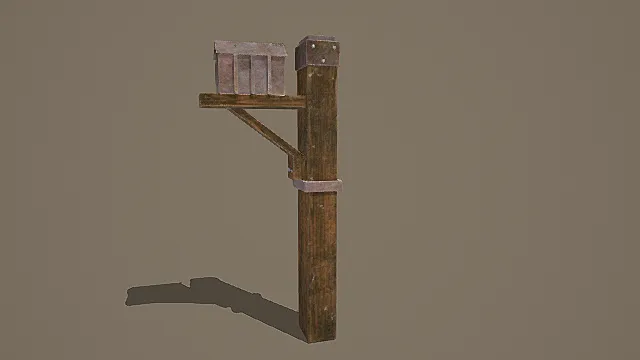 复古木质悬臂信箱架3D模型