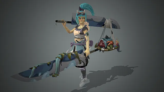 废土混搭风格刃卫商贩少女角色3D模型