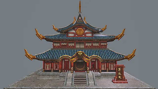 卡通风格中式威严军机处建筑3D模型