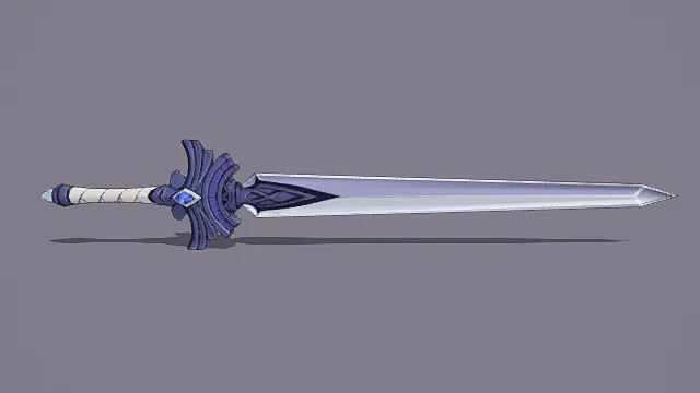 奇幻风格蓝晶骑士剑3D模型