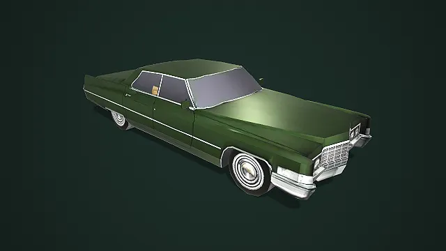 墨绿色复古美式轿车带长车身设计写实汽车模型