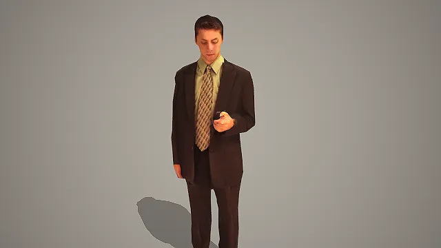 写实风格职场男性西装持物站姿 3D 商务人物模型