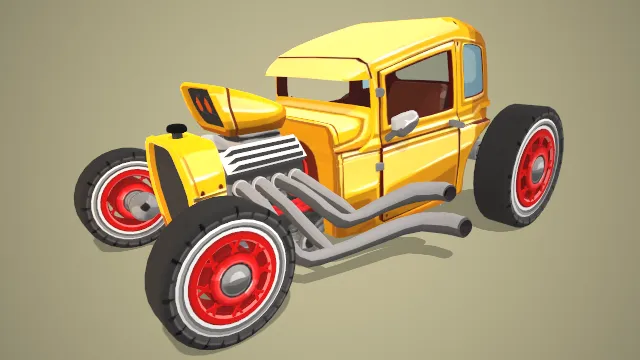 卡通风格化热棒汽车喷气式车辆