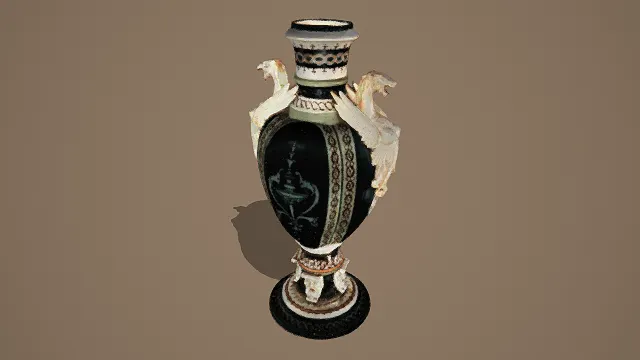 3D写实风格古典花瓶模型，创意设计（3D花瓶、写实风格、古典华贵风，传统器物主题）