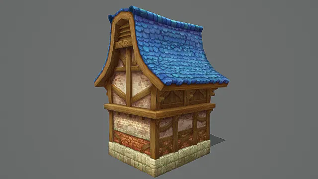 童话风半木结构小屋模型 | 游戏场景/城镇居民屋/休闲生活建筑