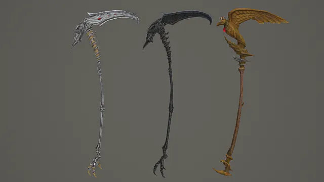 亡灵圣禽长柄游戏武器套装3D模型 