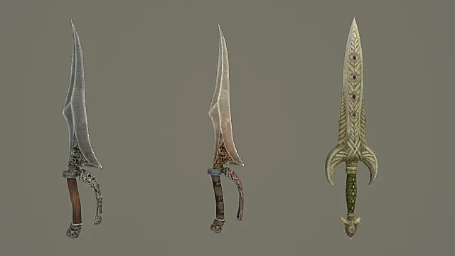 奇幻纹章短刃套装游戏武器3D模型