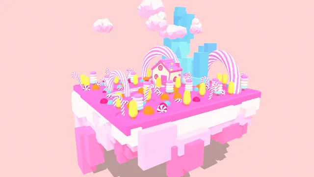 漂浮糖果岛城市建筑场景