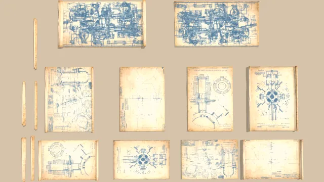工业设计旧蓝图图纸资源材料