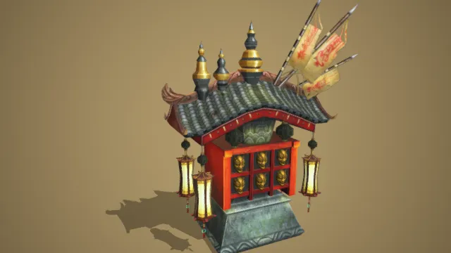 中式  卡通建筑  3d模型