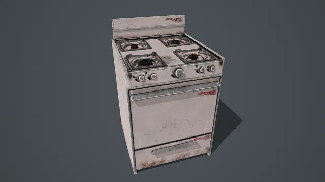 3D写实风格复古炉灶模型，创意设计（3D厨具、写实风格、古朴怀旧，厨房用具主题，物品元素）