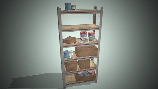 一个工业风金属仓储货架的3D模型