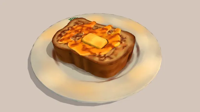 早餐盘子装的吐司面包食物