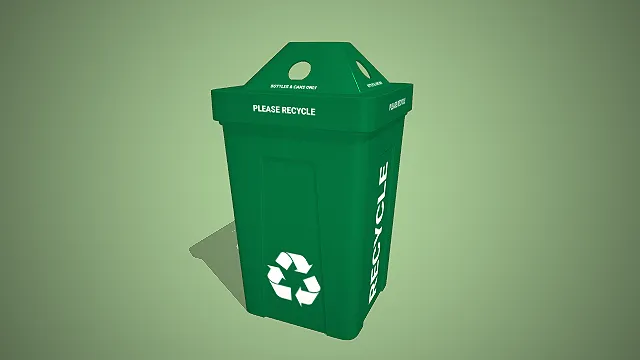 一款用于街道的绿色公共可回收垃圾桶3D模型