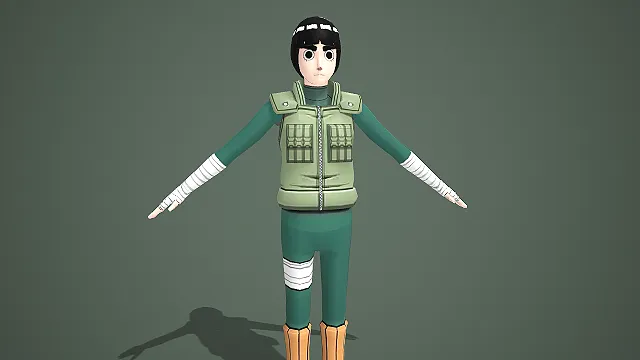 火影忍者角色李洛克 3D 模型