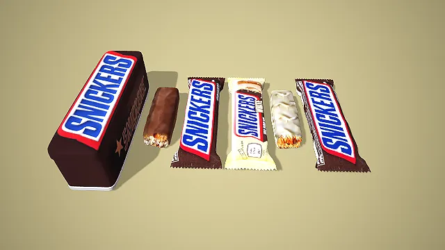 卡通风格士力架多形态组合 3D 低多边形能量零食场景装饰模型