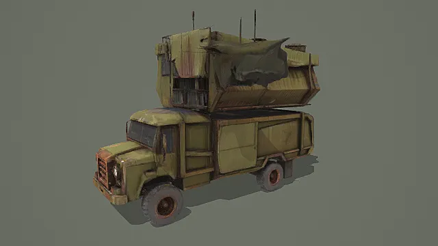 废土改装风双层拼装车3D模型