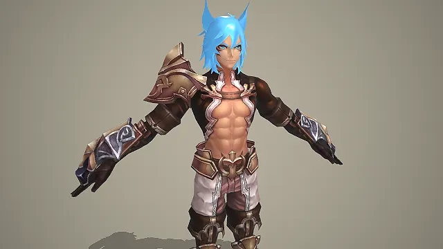 兽耳棕甲佣兵战士角色 3D 模型 游戏角色道具素材