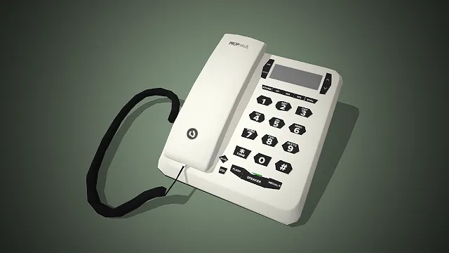 一台白色的家用固定电话3D模型