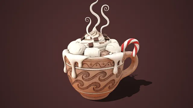 奶油淋面热可可杯  复古  陶杯  甜热饮  棉花糖  秋冬暖心