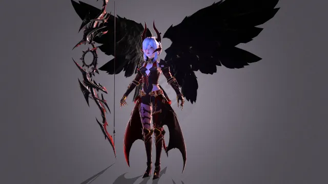 游戏人物 龙骑士 暗黑骑士 龙族少女 游戏皮肤