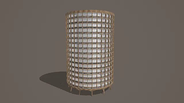 未来仿生风网格圆柱摩天楼3D模型