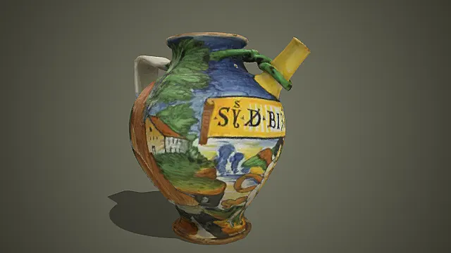 欧式彩绘风景铭文壶摆件 3D 模型