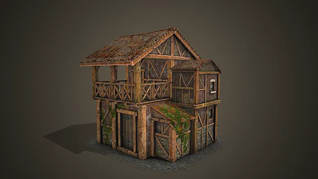 中世纪市井风格复古木屋模型