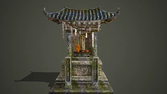 国风古刹风格祈福神龛模型