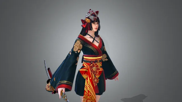 游戏模型 人物模型 神社巫女 游戏皮肤