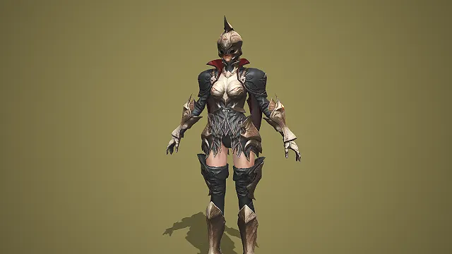 暗金尖刺魔铠红领暗黑女战将：血棘冥姬模型