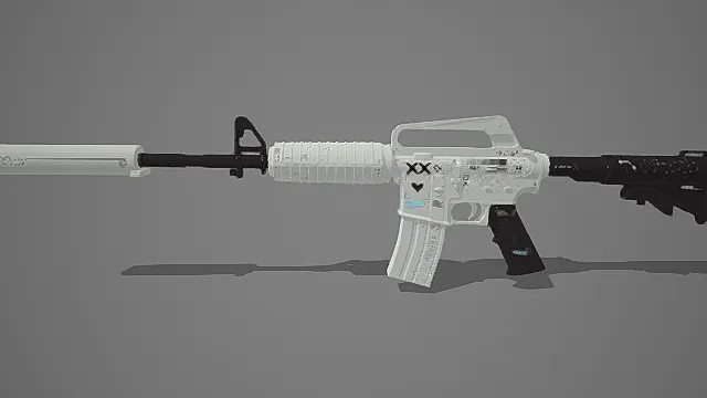 潮酷涂鸦风格白黑撞色步枪模型