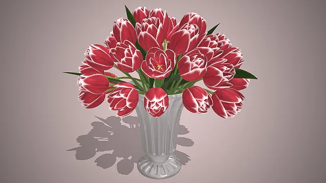 郁金香花束  法式复古  饱满花簇层次  复古竖棱瓶身