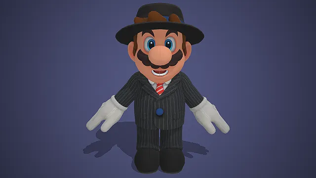 西装马里奥  礼帽造型  条纹西装  T型站姿