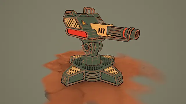 科幻风格速射炮台3D模型
