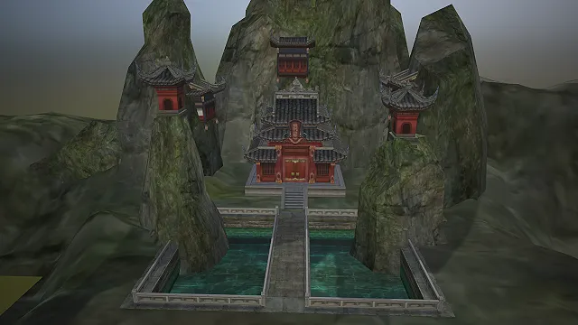 一个仙侠风格的3D山门模型，适合用于仙侠场景