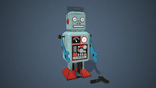 铁皮机器人  卡通造型  做旧涂装  机械表盘